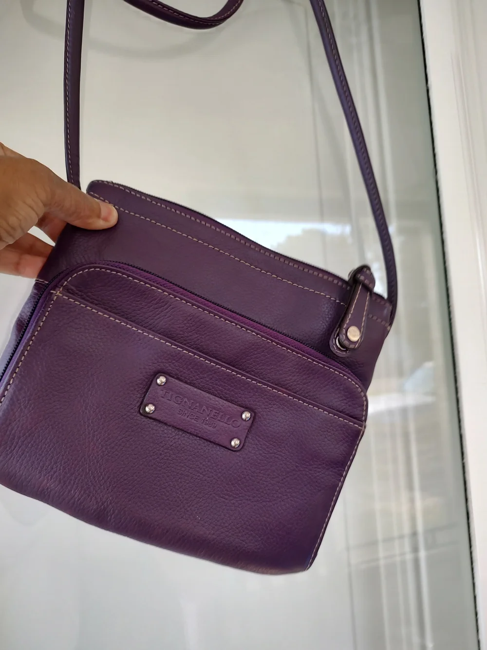 Tignanello Purple Leather Crossbody Bag - Picture 3 of 15